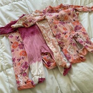 The Honest Company Pink and Orange Floral Kids Pajama Set